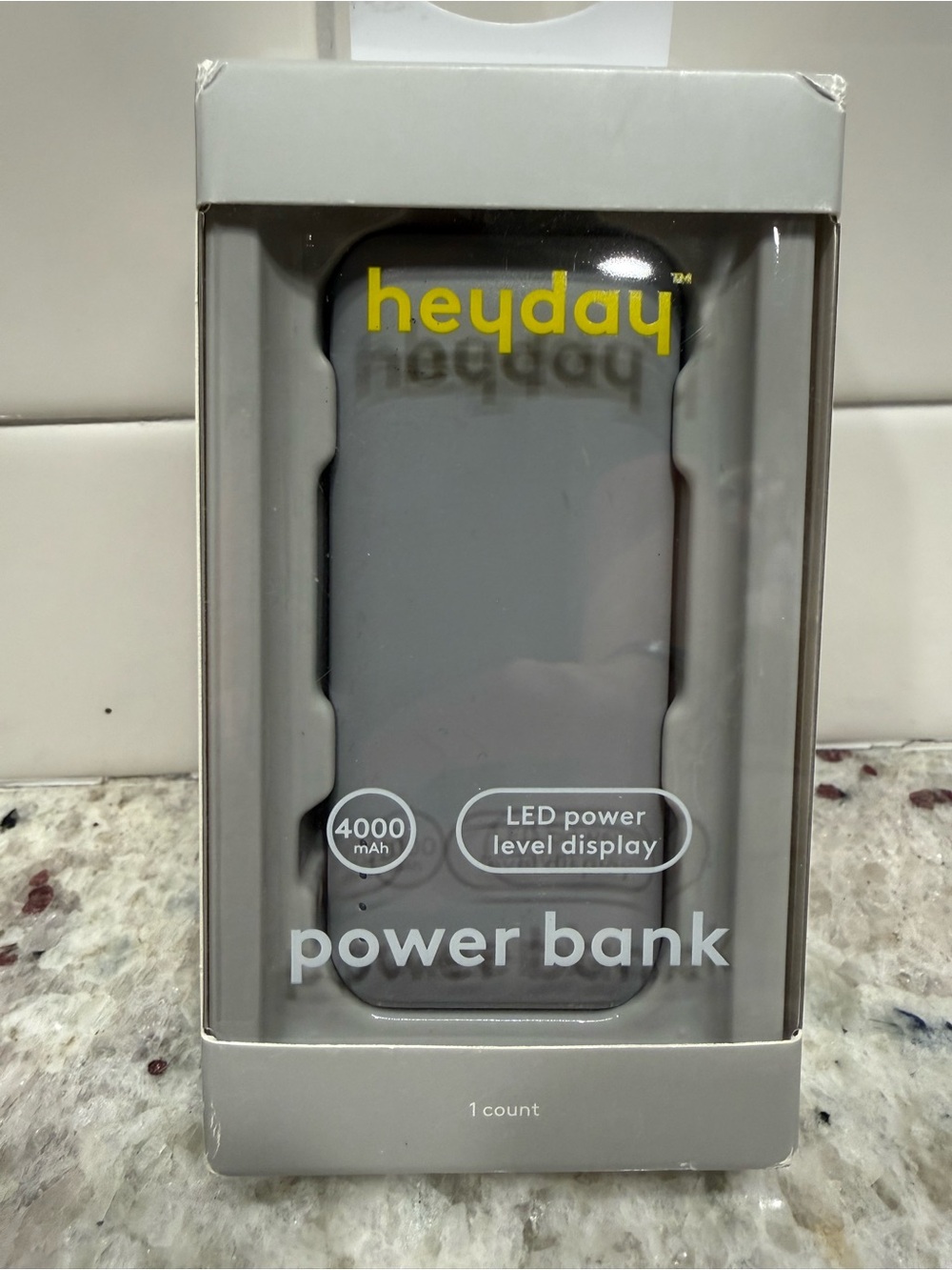 heyday Gray 4000mAh Power Bank with LED Power Level Display NIB